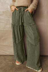Tiered Wide Leg Pants Moss OutfitFlow