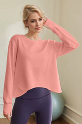 Basic Bae Air Scuba Round Neck Long Sleeve Sweatshirt Sherbet OutfitFlow