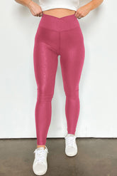 Solid High Waist Leggings Dusty Pink OutfitFlow
