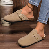 Buckle Round Toe Flats Slip-Ons Mocha OutfitFlow