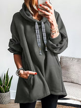 Drawstring Raglan Sleeve Hoodie Black Forest OutfitFlow