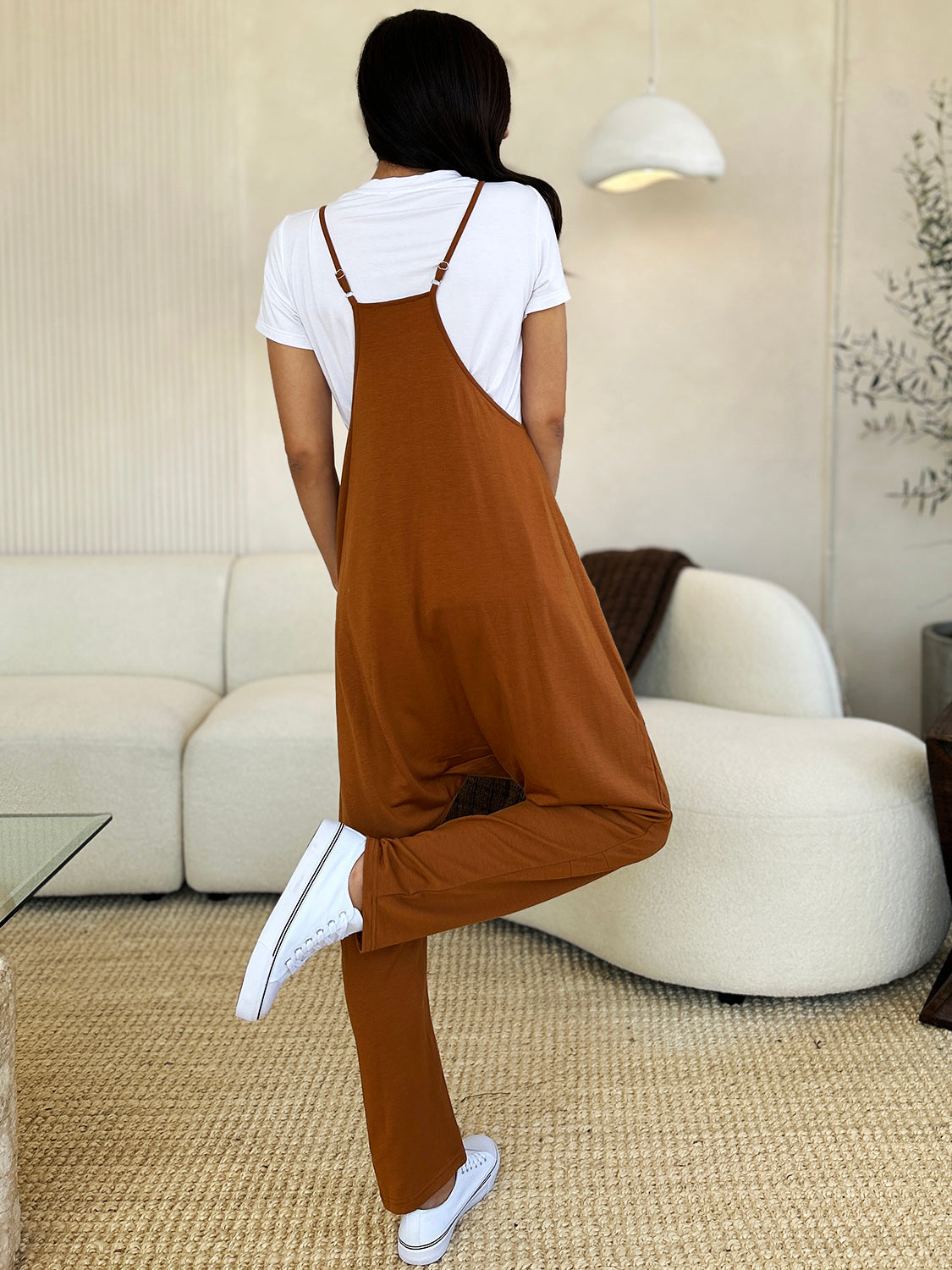 Double Take Full Size Sleeveless V-Neck Pocketed Jumpsuit OutfitFlow