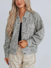 Leopard Button Up Denim Jacket Gray OutfitFlow