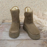 Round Toe Platform Boots Green OutfitFlow