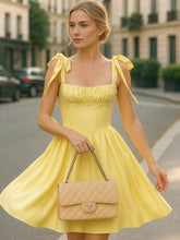 Tie-Shoulder Square Neck Mini Dress Yellow OutfitFlow