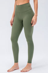 Wide Waistband Slim Fit Active Leggings Matcha Green OutfitFlow