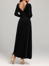 Velvet Square Neck Long Sleeve Dress Black OutfitFlow