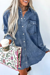 Vintage Wash Button-Down Denim Dress Medium OutfitFlow