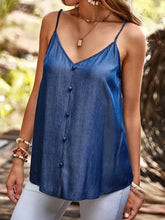 V-Neck Adjustable Strap Cami Blue OutfitFlow