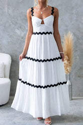 Tiered Maxi Dress with Scalloped Trim White OutfitFlow