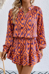 Geometric Notched Neck Romper Orange OutfitFlow