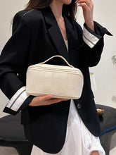 Texture PU Leather Cosmetic Bag Beige One Size OutfitFlow