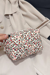 Floral Quilted Clutch with Plaid Lining White One Size OutfitFlow