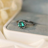 925 Sterling Silver Zircon Minimalist Ring Green OutfitFlow