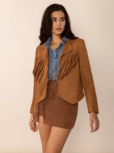 Tied Tassel Collared Neck Long Sleeve Jacket Caramel OutfitFlow
