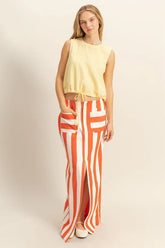 HYFVE Striped Pocket Detail Maxi Skirt TOMATO CREAM OutfitFlow