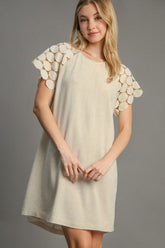 Umgee Full Size Round Neck Mini Dress Plus Size OATMEAL OutfitFlow