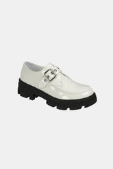 Forever Link Buckled Platform Lug Sole Loafers White OutfitFlow