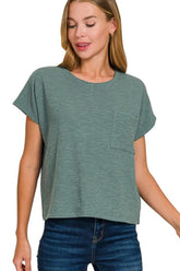 Zenana Round Neck Short Sleeve T-Shirt ASH JADE OutfitFlow
