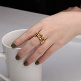 18K Gold-Plated Chain Link Open Ring Gold One Size OutfitFlow