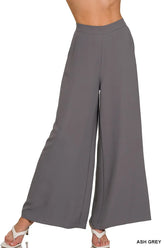 Zenana Relaxed Fit Elastic Waisted Wide Leg Pants ASH GREY Trendsi