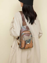 PU Leather Color Block Crossbody Bag Camel One Size OutfitFlow