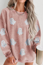 Ghost Round Neck Oversized Sweatshirt Pale Blush OutfitFlow