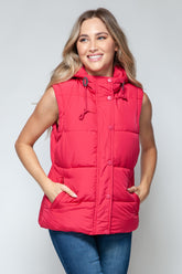Snobbish Snap and Zip Closure Hooded Vest Magenta OutfitFlow
