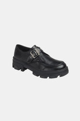 Forever Link Buckled Platform Lug Sole Loafers Charcoal OutfitFlow