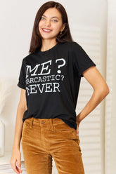 Simply Love Letter Graphic Round Neck T-Shirt Black OutfitFlow