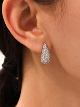 Stainless Steel Inlaid Zircon Teardrop Earrings Silver One Size OutfitFlow
