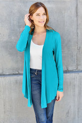 Basic Bae Full Size Open Front Long Sleeve Cardigan Sky Blue OutfitFlow