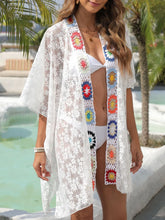 Crochet Open Front Cover-Up White One Size OutfitFlow