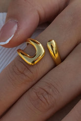 18K Gold-Plated Geometric Gold Twisted Open Ring Gold One Size OutfitFlow