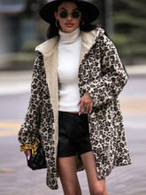 Shiny Leopard Hooded Coat with Pockets Leopard OutfitFlow