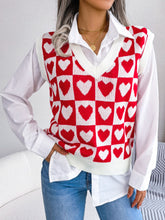 Heart V-Neck Sweater Vest Scarlet OutfitFlow