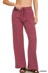 Zenana Ribbed Drawstring Lounge Pants CABERNET OutfitFlow