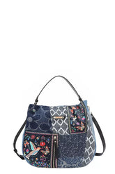 Nicole Lee USA Bosque De Amor Denim Hobo Bag BOSQUE DE AMOR OS OutfitFlow