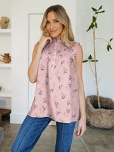 FAM-FAM Frill Printed Mock Neck Top Dusty Pink OutfitFlow
