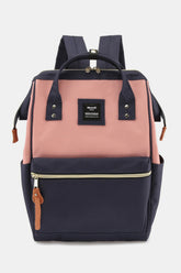 Himawari Waterproof Canvas Backpack Bag with Side Pockets A-Navy Pink One Size OutfitFlow