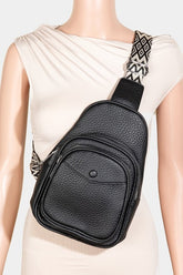 Fame Textured PU Leather Sling Bag Black One Size OutfitFlow