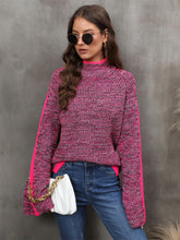 Angel Wings Heathered Turtleneck Long Sleeve Sweater Cerise OutfitFlow