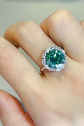 5 Carat Moissanite 925 Sterling Silver Ring Dark Green OutfitFlow