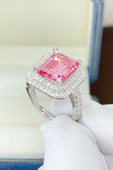 2 Carat Moissanite 925 Sterling Silver Ring Hot Pink OutfitFlow