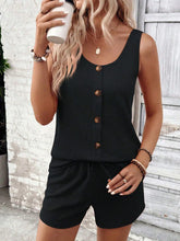 Scoop Neck Tank and Shorts Set Black OutfitFlow