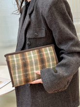 Contrast Plaid Clutch with Zipper Green (right angle) One Size OutfitFlow