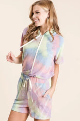 BiBi Tie Dye French Terry Hoodie Top and Bottom Set MULTI TIE DYE OutfitFlow