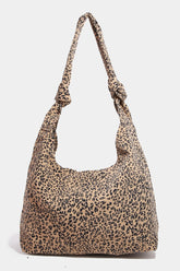 Fame Leopard Knotted Strap Shoulder Bag Camel One Size OutfitFlow