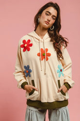 BiBi Patched Hoodie Top OATMEAL OutfitFlow