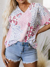 Leopard Print V-Neck Casual Blouse Dusty Pink OutfitFlow